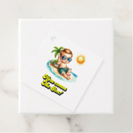 Retro Island Baby "Här kommer sonen" Baby Shower Gåvor Etiketter
