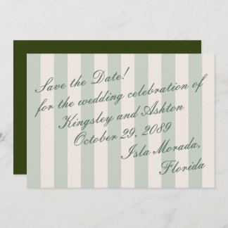 Retro Island Save the Date Awning Stripe Flat Card Spara Datumet