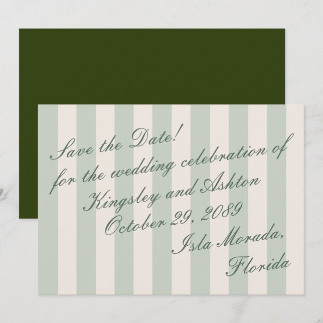 Retro Island Save the Date Solsegel Randig Platt K Spara Datumet (Fram/baksida)