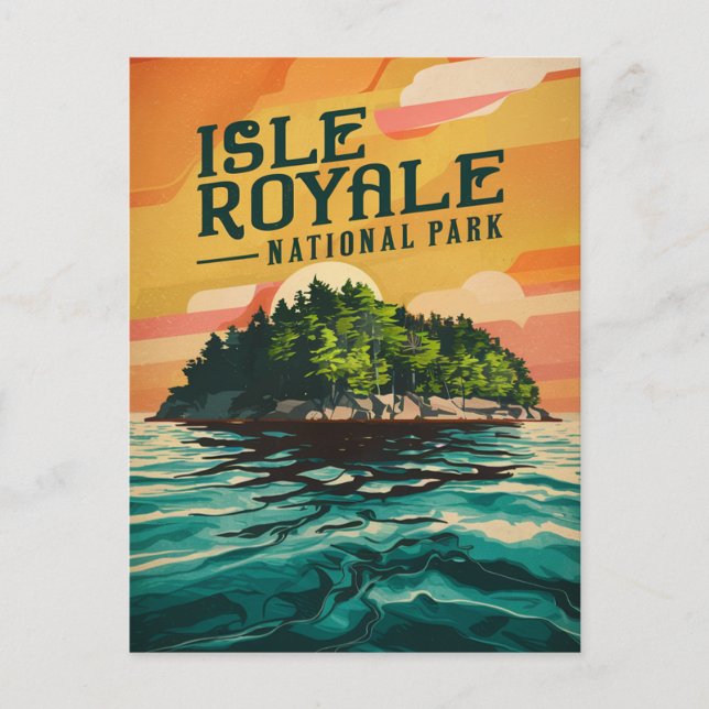 Retro Isle Royale nationalpark Poster Helg Vykort (Framsida)