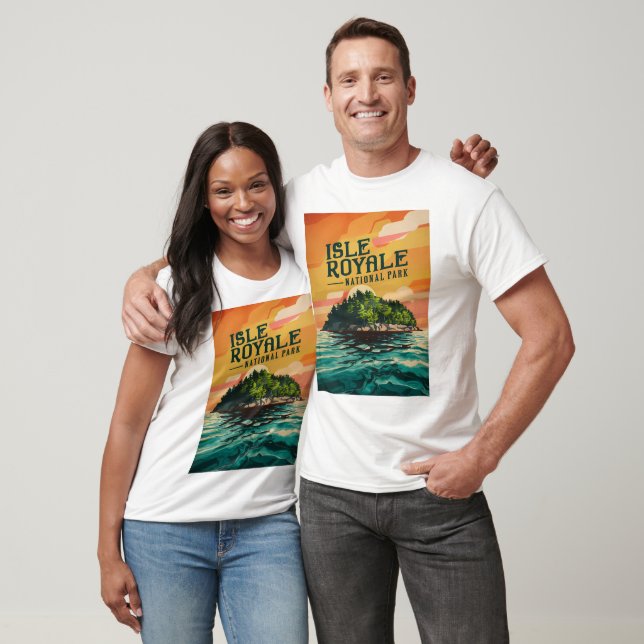 Retro Isle Royale nationalpark Poster T Shirt (Unisex)