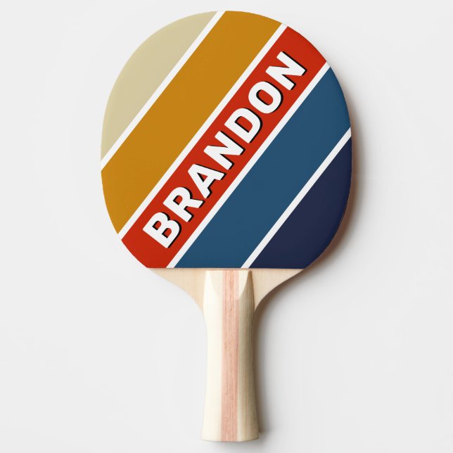 Retro Isregn Rainbow Fet Ränder med Namn Pingisracket (Framsidan)