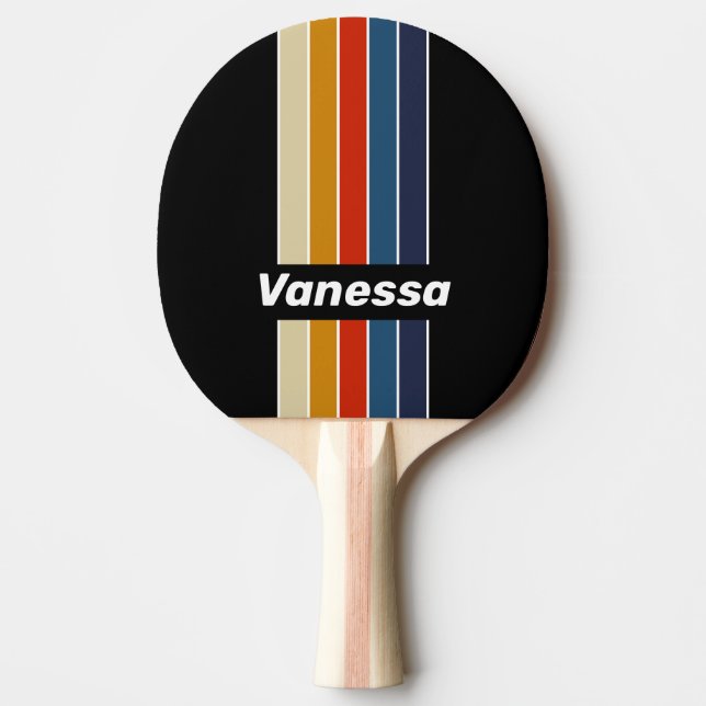 Retro Isregn Rainbow Spänne Randig med Namn Pingisracket (Framsidan)