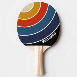 Retro Isregnbåge Cirkel Rand med Namn Pingisracket