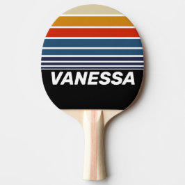 Retro Isregnbåge Horisontell Randig med Namn Pingisracket