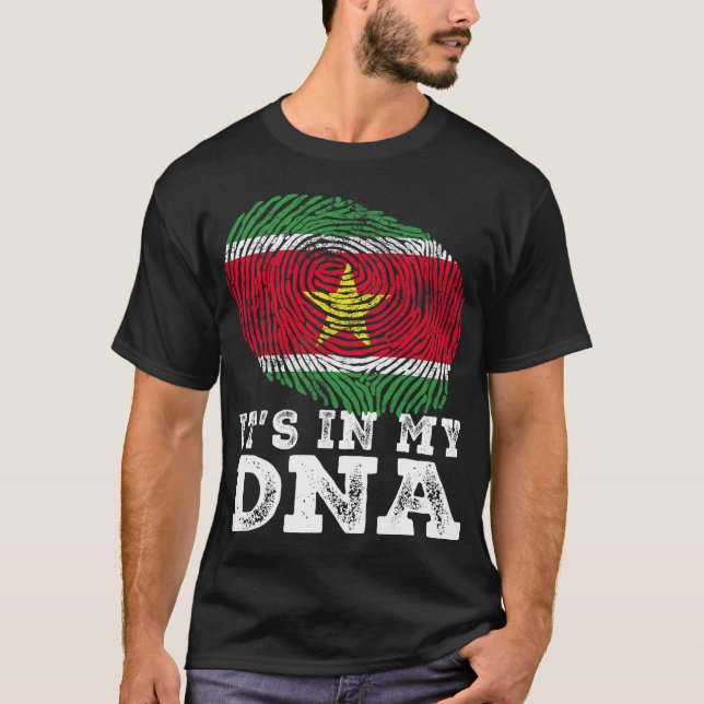 Retro it_s i mitt DNA-Suriname-Flagga Fingerprint  T Shirt (Framsida)