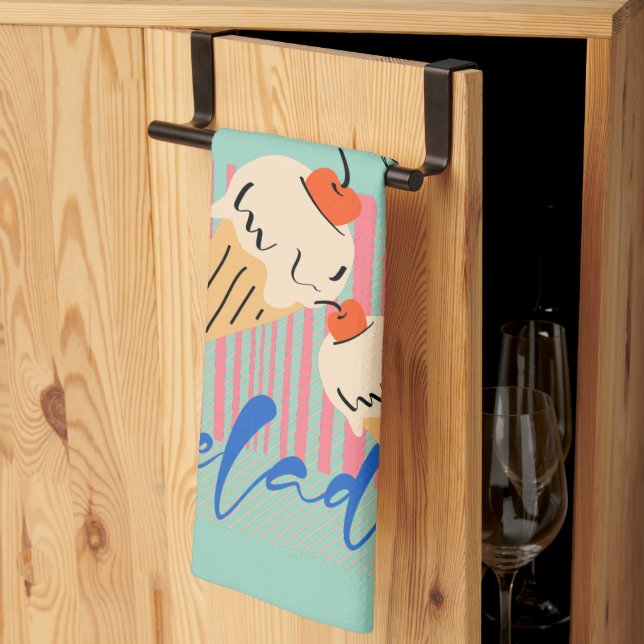 Retro Italian Ice Cream Cones Kökshandduk (Thirds Fold)