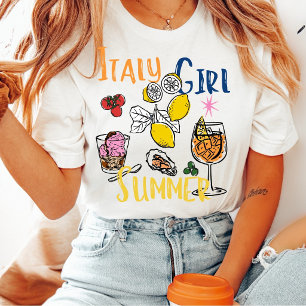 Retro Italien Tjej Sommar Amalfi Kusten Citron T-S T Shirt
