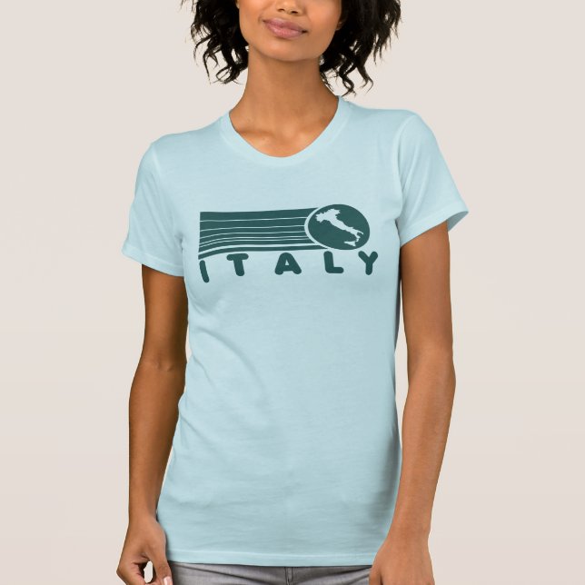 Retro italienkvinna T-tröja för blått T-shirt (Framsida)