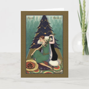 Retro italiensk art décoBuon Natale julkort Helgkort
