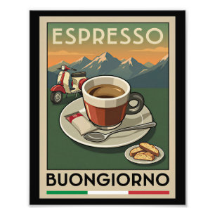 Retro italiensk espressobar-café 1950-talsaffisch fototryck