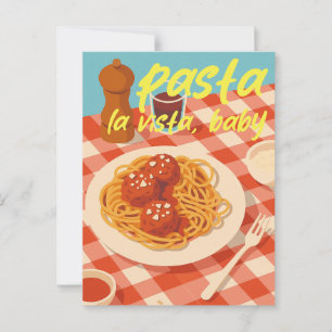 Retro italiensk restaurangsvib Pasta skämt Vykort