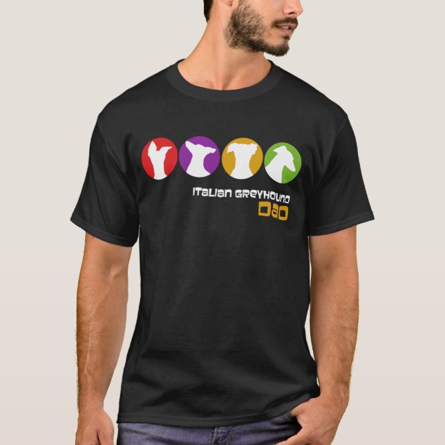 Retro Italienska Greyhound Pappa Modern Silhouette T Shirt (Framsida)