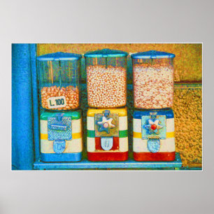 Retro Italienska Nöt Vending Maskiner på 1950-tale Poster