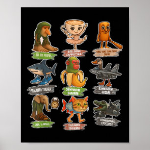 Retro italienskt hjärnröta meme rolig all hjärnröt poster