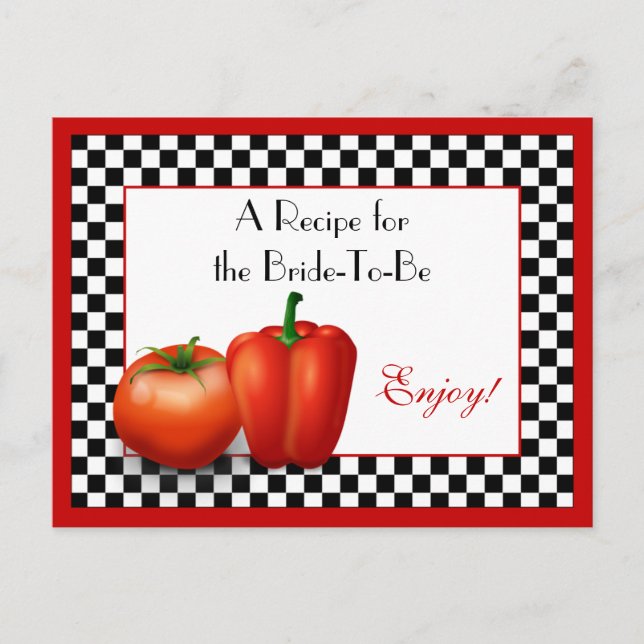 Retro italienskt receptkort för att bruden ska vykort (Framsida)