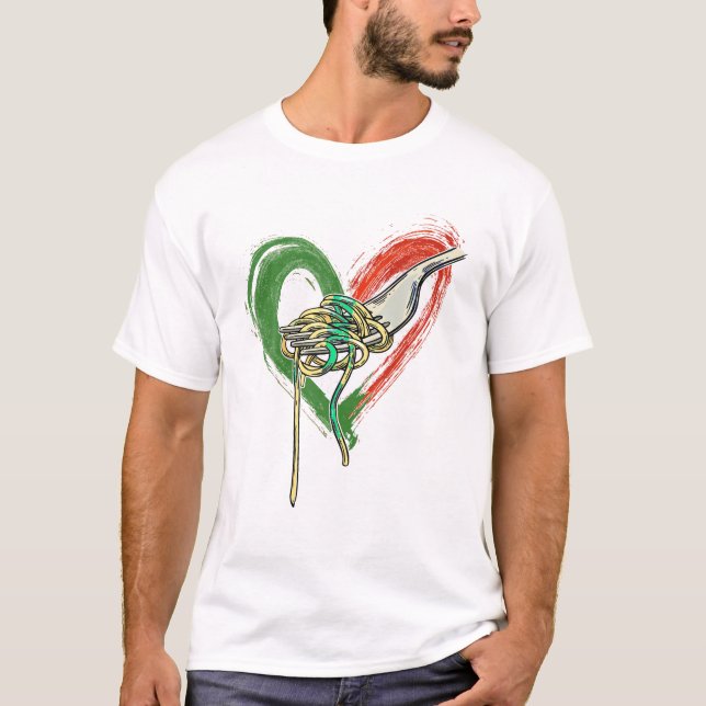 Retro Italy Heart Italien T Shirt (Framsida)