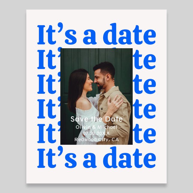 Retro Its A Date Photo Wedding Save The Date Flygblad (Skapare uppladdad)