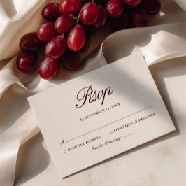 Retro Ivory Beige & Burgundy Elegant bröllop OSA Kort