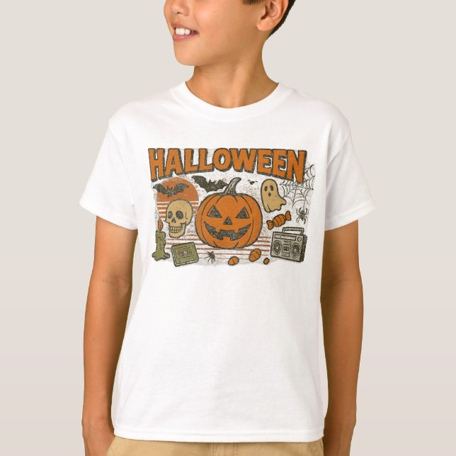 Retro Jack-O’-Lantern Halloween Clothes unisex T Shirt (Framsida)