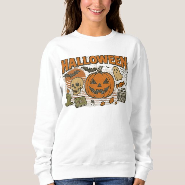 Retro Jack-O’-Lantern Halloween Clothes unisex T Shirt (Framsida)