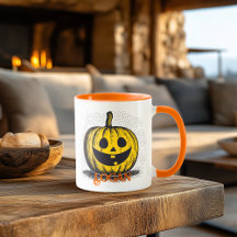 Retro Jack O Lantern Halloween Kaffe Mugg
