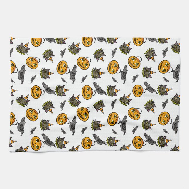 Retro-Jack och katt Kökshandduk (Horisontell)