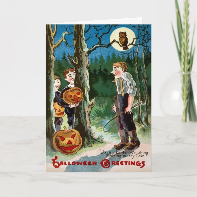 Retro Jack o'Lantern Halloween Card Helgkort (Framsida)
