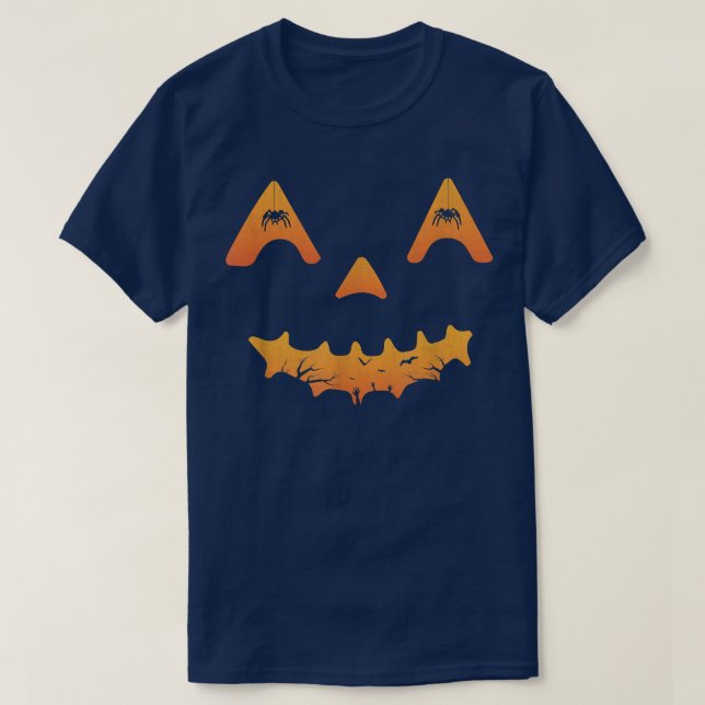 Retro JackOLantern Scary Pumpkin Face Funny Hallow T Shirt (Design framsida)