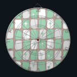Retro Jade Starbursts avart Piltavla<br><div class="desc">Den här Retro Jade and White Starbursts Dartboard är en så fantastisk tidsålder att du inte kommer att kunna begränsa din entusiasm. Och varför vill du det? Den moderna designen från 1960-talet har en mörk som är lätt grått-bakgrund och raderna med perfekt ofullständiga rektanglar i jade, vita och duva grått....</div>