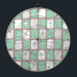 Retro Jade Starbursts avart Piltavla<br><div class="desc">Den här Retro Jade and White Starbursts Dartboard är en så fantastisk tidsålder att du inte kommer att kunna begränsa din entusiasm. Och varför vill du det? Den moderna designen från 1960-talet har en mörk som är lätt grått-bakgrund och raderna med perfekt ofullständiga rektanglar i jade, vita och duva grått....</div>