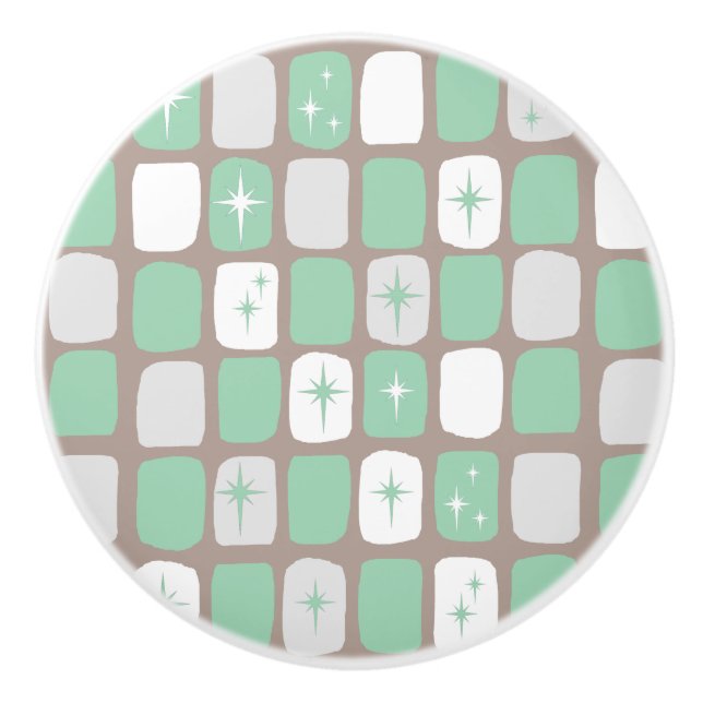 Retro Jade Starbursts Ceramic Knob Knopp (Framsidan)