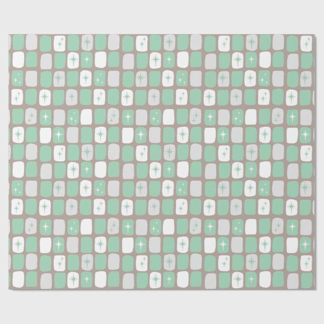 Retro Jade Starbursts som slår in papper Presentpapper (Platt)