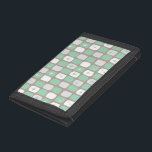 Retro Jade Starbursts Trifold Nylon Wallet<br><div class="desc">Den här Retro Jade and White Starbursts Trifold Nylon Wallet är en så fantastisk tidsålder att du inte kan begränsa din entusiasm. Och varför vill du det? Den moderna designen från 1960-talet har en mörk som är lätt grått-bakgrund och raderna med perfekt ofullständiga rektanglar i jade, vita och duva grått....</div>