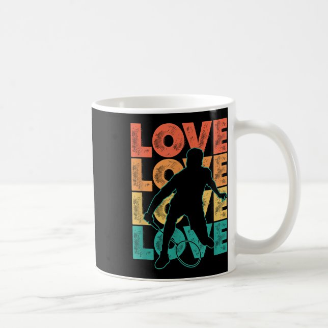 Retro jag älskar badminton tema grafisk design  kaffemugg (Höger)