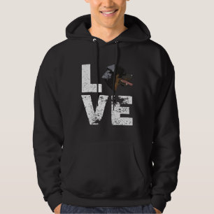 Retro Jag älskar min Rottweiler Hund Huvud Rolig H Hoodie