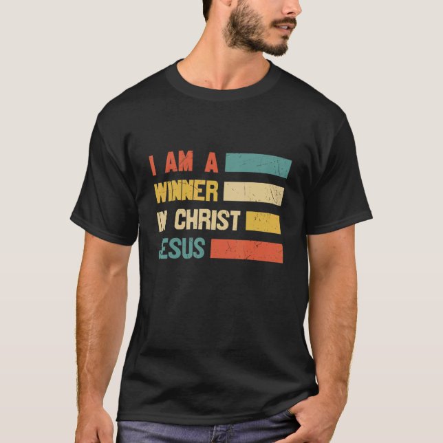 Retro jag är vinnare i Jesus Savior Christi T Shirt (Framsida)