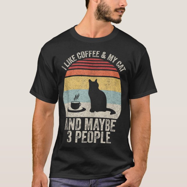 Retro, jag gillar kaffe och kanske 3 par. t shirt (Framsida)