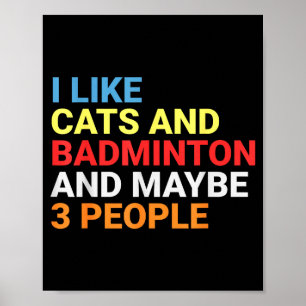 Retro Jag Gillar Katter Och Badminton Älskare Roli Poster