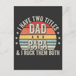 Retro jag har två titlar pappa och papa vykort