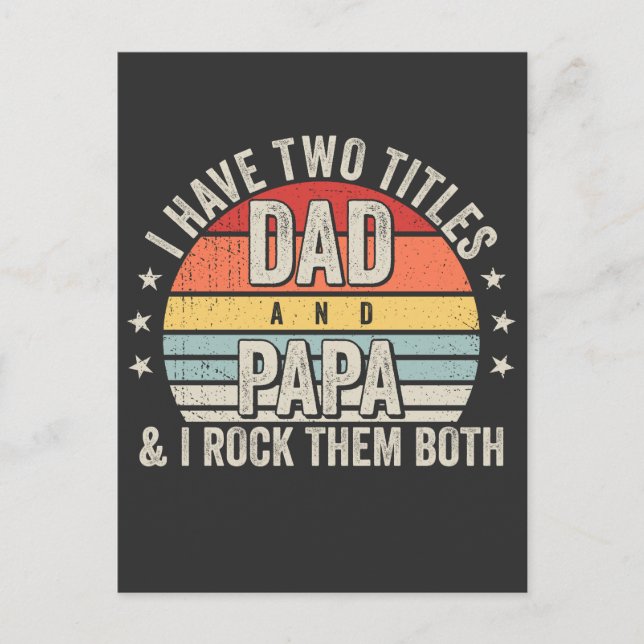 Retro jag har två titlar pappa och papa vykort (Framsida)