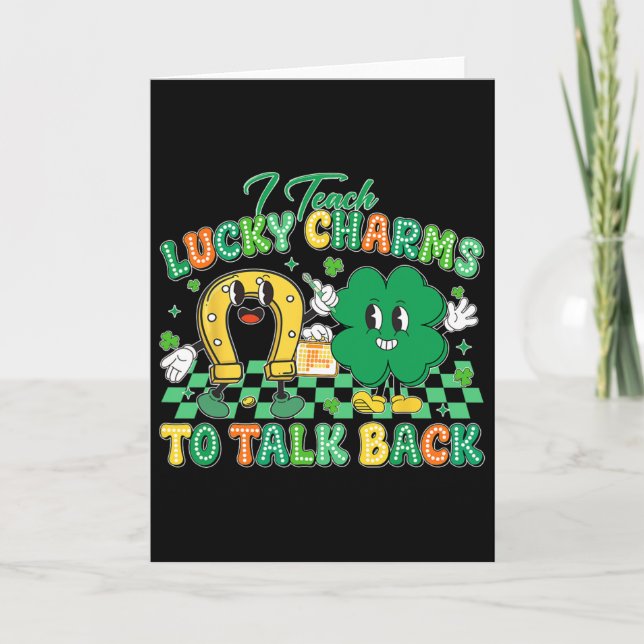 Retro jag lär Lucky Charms att tala Ck St Patricks Kort (Framsida)
