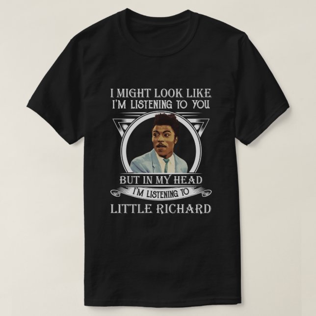 Retro jag lyssnar på lilla Richard Funny Gift T Shirt (Design framsida)
