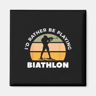 Retro jag skulle hellre spela Biathlon Biathlete 1 Magnet