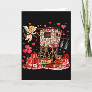 Retro jaktand Camo Baby Cupid Alla hjärtans dag Kort