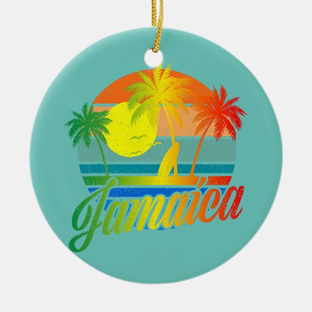 Retro Jamaica Summer Beach Vacation För manar Wome Julgransprydnad Keramik (Framsidan)