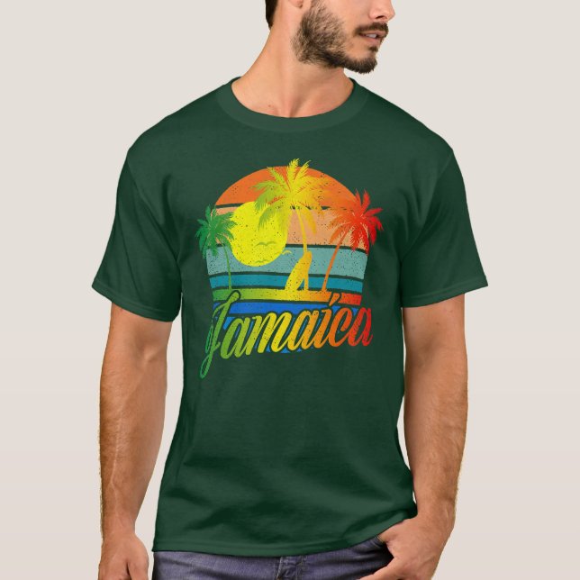 Retro Jamaica Summer Beach Vacation För manar Wome T Shirt (Framsida)