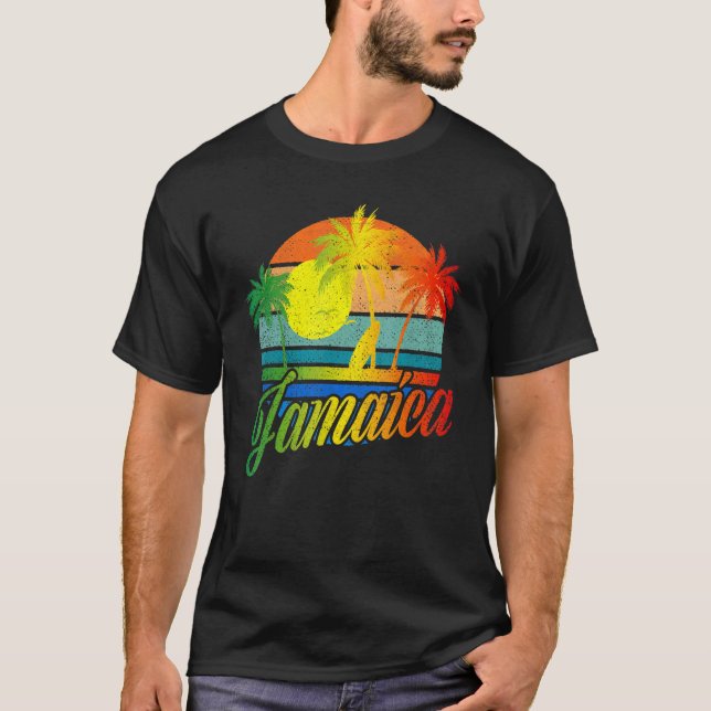 Retro Jamaica Summer Beach Vacation För manar Wome T Shirt (Framsida)