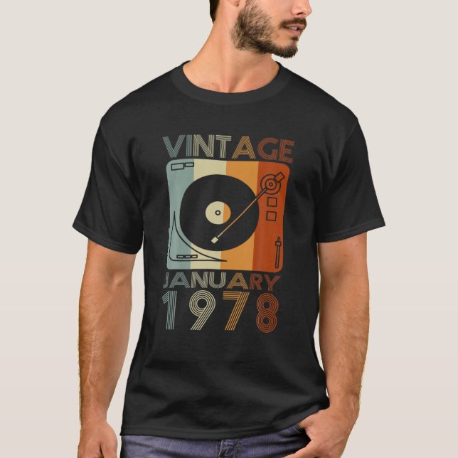 Retro Januari 1978 T 44th Birthday Gift 44 Years O T Shirt (Framsida)