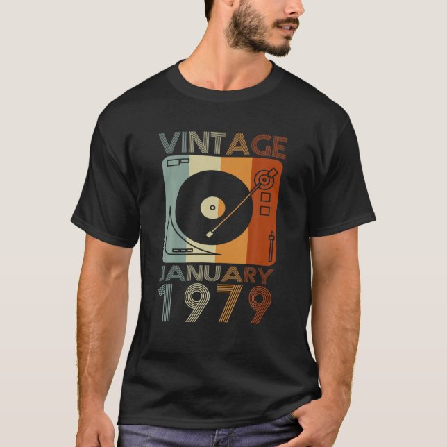Retro Januari 1979 T 43Rd Birthday Gift 43 Years O T Shirt (Framsida)